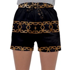 Pattern Geometric Gold Black Sleepwear Shorts by alllovelyideas