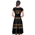 Pattern Geometric Gold Black Cap Sleeve Wrap Front Dress View2