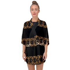 Pattern Geometric Gold Black Half Sleeve Chiffon Kimono by alllovelyideas