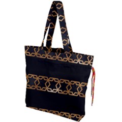 Pattern Geometric Gold Black Drawstring Tote Bag by alllovelyideas