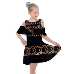 Pattern Geometric Gold Black Kids  Shoulder Cutout Chiffon Dress by alllovelyideas