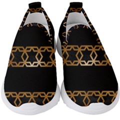 Pattern Geometric Gold Black Kids  Slip On Sneakers by alllovelyideas