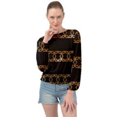 Pattern Geometric Gold Black Banded Bottom Chiffon Top by alllovelyideas