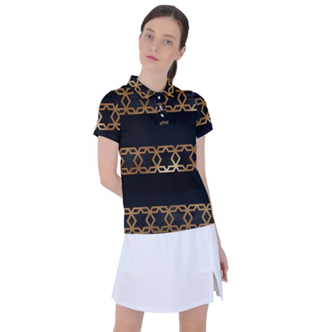 Pattern Geometric Gold Black Women s Polo Tee by alllovelyideas