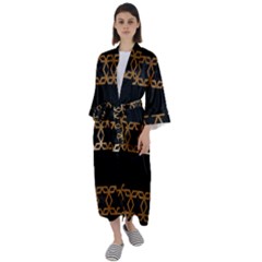 Pattern Geometric Gold Black Maxi Satin Kimono by alllovelyideas