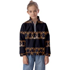 Pattern Geometric Gold Black Kids  Half Zip Hoodie by alllovelyideas