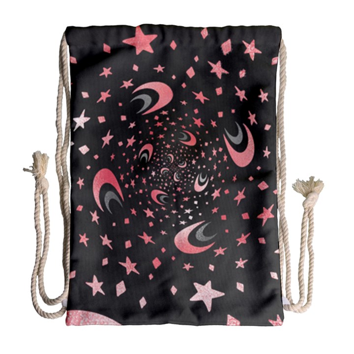 Pattern Lune étoile Profondeur Drawstring Bag (Large)