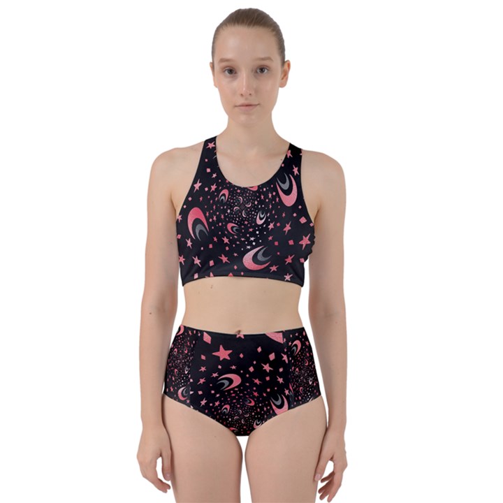 Pattern Lune étoile Profondeur Racer Back Bikini Set