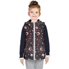 Pattern Lune Étoile Profondeur Kids  Hooded Puffer Vest