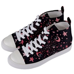 Pattern Lune Étoile Profondeur Women s Mid-top Canvas Sneakers by alllovelyideas