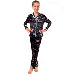 Pattern Lune Étoile Profondeur Kid s Satin Long Sleeve Pajamas Set