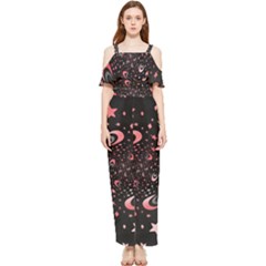 Pattern Lune Étoile Profondeur Draped Sleeveless Chiffon Jumpsuit