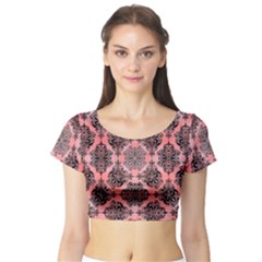 Pattern Rouge Noir Short Sleeve Crop Top by alllovelyideas