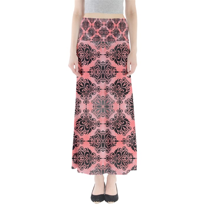 Pattern Rouge Noir Full Length Maxi Skirt