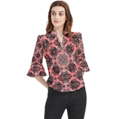 Pattern Rouge Noir Loose Horn Sleeve Chiffon Blouse