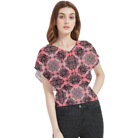 Pattern Rouge Noir Butterfly Chiffon Blouse by alllovelyideas