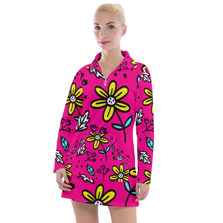 Flowers-flashy Women s Long Sleeve Casual Dress