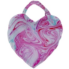 Marbling Art Print Giant Heart Shaped Tote by kaleidomarblingart