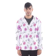 Flowers In One Line Men s Hooded Windbreaker by SychEva