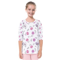 Flowers In One Line Kids  Quarter Sleeve Raglan Tee