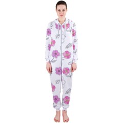 Flowers In One Line Hooded Jumpsuit (Ladies) 