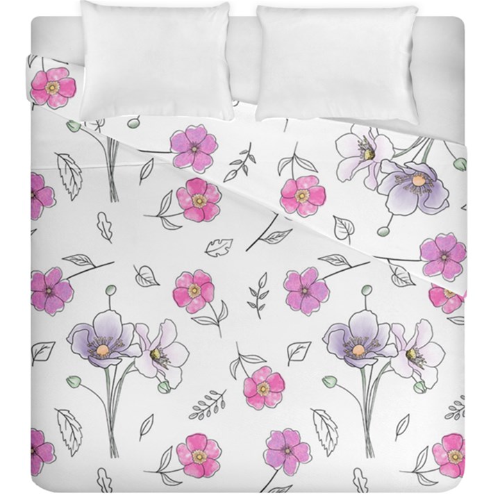 Flowers In One Line Duvet Cover Double Side (King Size)