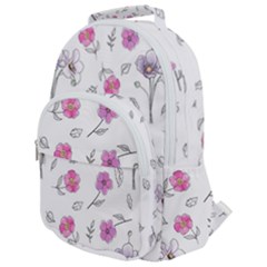 Flowers In One Line Rounded Multi Pocket Backpack