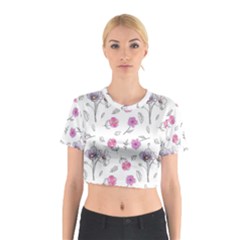 Flowers In One Line Cotton Crop Top