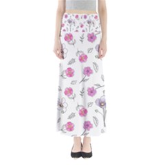 Flowers In One Line Full Length Maxi Skirt by SychEva