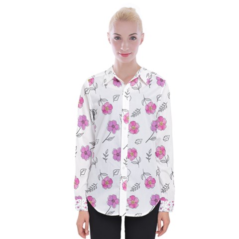 Flowers In One Line Womens Long Sleeve Shirt by SychEva