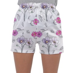 Flowers In One Line Sleepwear Shorts by SychEva