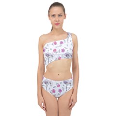 Flowers In One Line Spliced Up Two Piece Swimsuit by SychEva