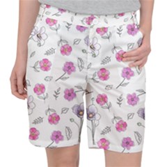 Flowers In One Line Pocket Shorts by SychEva