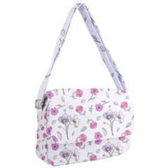 Flowers In One Line Courier Bag by SychEva