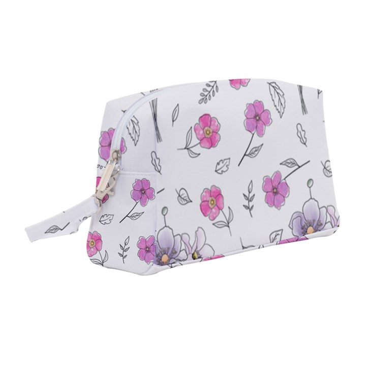 Flowers In One Line Wristlet Pouch Bag (Medium)