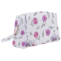 Flowers In One Line Wristlet Pouch Bag (large) by SychEva