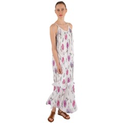 Flowers In One Line Cami Maxi Ruffle Chiffon Dress