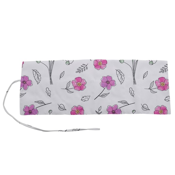 Flowers In One Line Roll Up Canvas Pencil Holder (S)