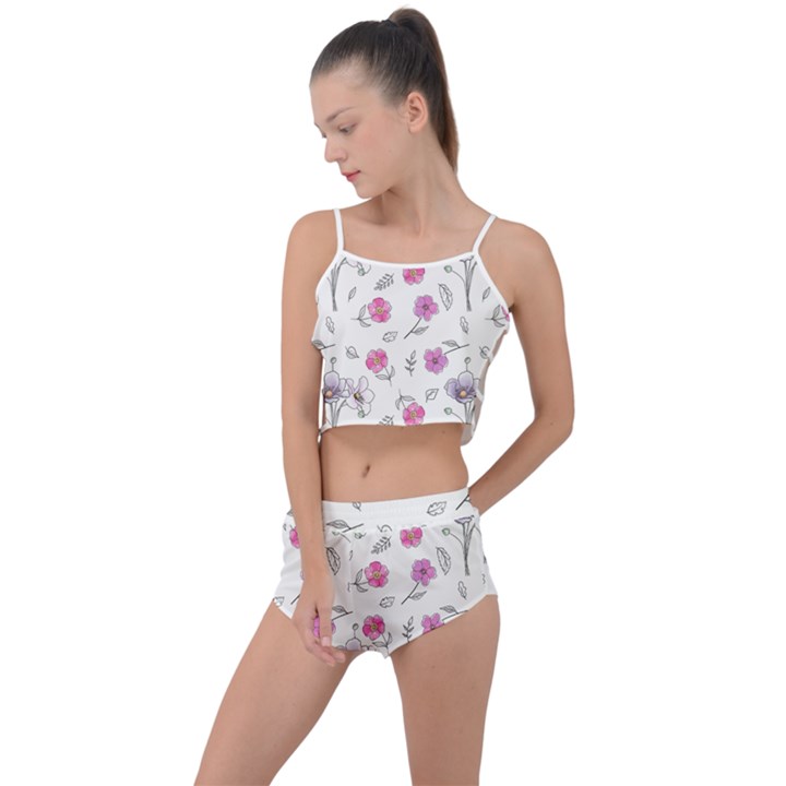 Flowers In One Line Summer Cropped Co-Ord Set