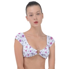 Flowers In One Line Cap Sleeve Ring Bikini Top