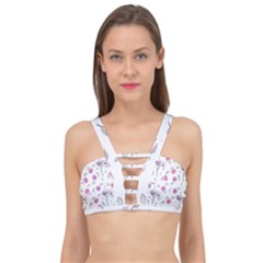 Flowers In One Line Cage Up Bikini Top