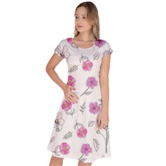 Flowers In One Line Classic Short Sleeve Dress