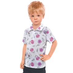 Flowers In One Line Kids  Polo Tee