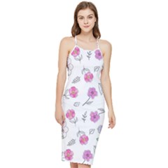 Flowers In One Line Bodycon Cross Back Summer Dress