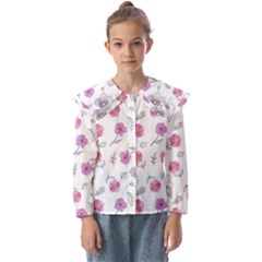 Flowers In One Line Kids  Peter Pan Collar Blouse