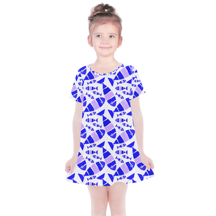 Fish-patern-color Kids  Simple Cotton Dress