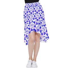 Fish-patern-color Frill Hi Low Chiffon Skirt