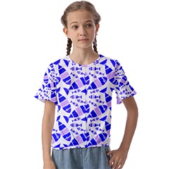 Fish-patern-color Kids  Cuff Sleeve Scrunch Bottom Tee