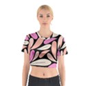 Pattern Feuilles Rose Peche Jaune Cotton Crop Top View1