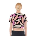 Pattern Feuilles Rose Peche Jaune Cotton Crop Top View2